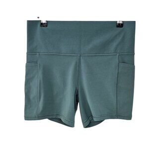 Athleta Womens Salutation Stash 5" Short, Athletic, Green Blue, Size Large